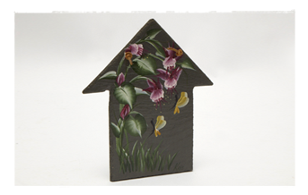 Painted House-Shaped Slate Craft Piece